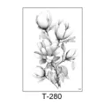 Waterproof temporary tattoo sticker featuring an elegant black and white magnolia flower design. - B&W Sketch Magnolia Style (T-280) / 150*210MM