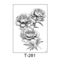 Waterproof temporary peony flower tattoo sticker for men and women body art design sheet. - Black and White Peony Pattern (T-281) / 150*210MM
