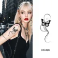 Retro butterfly temporary tattoo sticker HD-028, waterproof body art for women and girls. - Dark Butterfly Style (HD-028)