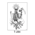 Temporary tattoo sticker black grim reaper floral waterproof body art skin decor T-284 - Grim Reaper Skull Magnolia Pattern (T-284) / 150*210MM