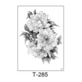 Waterproof temporary tattoo sticker for men and women, elegant black peony floral body art. - Black and White Peony Floral Pattern (T-285) / 150*210MM