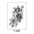 Waterproof temporary tattoo sticker featuring realistic black and white roses design. - Black and White Realistic Rose Pattern (T-286) / 150*210MM