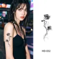 Vintage rose butterfly temporary tattoo sticker sexy black floral body art for women - Rose Butterfly Style (HD-032)