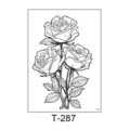 Waterproof temporary rose tattoo sticker black line art design for men and women art. - Black and White Simple Rose Bouquet Pattern (T-287) / 150*210MM