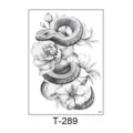 Snake and floral temporary tattoo sticker variant featuring black and white art design. - Black and White Sketch Snake Floral Pattern (T-289) / 150*210MM
