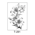 Black and white lily flower temporary tattoo sticker sheet waterproof body art design - T-291 (Black and White Lily Style) / 150*210MM