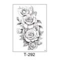 Black and white rose temporary tattoo sticker, waterproof floral body art design variant. - T-292 (Black and White Rose Bouquet Style) / 150*210MM