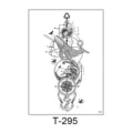 Waterproof temporary tattoo sticker featuring geometric whale, compass, and anchor design. - T-295 (Whale Geometric Anchor Style) / 150*210MM