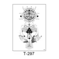 Black temporary tattoo sticker with geometric moth and dragonfly design, mystical body art. - T-297 (Dragonfly Moth Geometric Totem Style) / 150*210MM