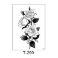 Waterproof temporary rose flower sticker black line art design for women and adults - T-299 (Rose Floral Sketch Style) / 150*210MM