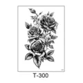 Black and white rose temporary tattoo sticker for men and women, waterproof floral body art. - T-300 (Rose Vine Sketch Style) / 150*210MM