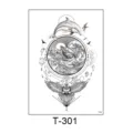 Temporary tattoo sticker featuring geometric ocean dolphin turtle and eagle design black art. - Marine Geometric Totem Style (T-301) / 150*210MM
