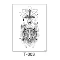 Waterproof temporary tattoo sticker featuring tiger and geometric design for men women. - Tiger Dagger Astronaut Style (T-303) / 150*210MM