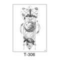 Temporary tattoo sticker geometric turtle planet design black waterproof body art sheet. - Sea Turtle Celestial Wave Style (T-306) / 150*210MM