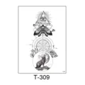 Temporary tattoo sticker black geometric wolf eye rose moth waterproof body art design - Pyramid Moth Compass Style (T-309) / 150*210MM