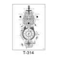 Waterproof temporary tattoo sticker featuring geometric wolf and clock totem for men and women. - Wolf Head Clock Compass Geometric Totem (T—314) / 150*210MM