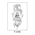 Waterproof temporary tattoo sticker with Jesus and religious line art design, stylish body art. - Jesus Praying Hands Cross Religious Totem (T—316) / 150*210MM