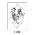 Temporary tattoo sticker featuring a fierce tiger, crowned lion, and astrology wheel design. - Crown Lion Tiger Astrological Chart Totem (T—319) / 150*210MM