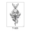 Geometric tattoo sticker waterproof temporary body art T-323 black white design - 150*210MM / Geometric Deer Moth Style (T-323)