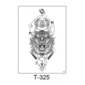 Waterproof temporary tattoo sticker geometric owl skull design body art for men and women - 150*210MM / Owl Skull Galaxy Style (T-325)