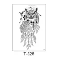 Owl dreamcatcher temporary tattoo sticker, waterproof black arm body art for men and women. - 150*210MM / Owl Dreamcatcher Floral Style (T-326)