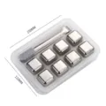 Edelstahl Eiswürfel Set mit Box und Zange, wiederverwendbare Metall Kühlsteine für Getränke. - 8er-Pack in Silber mit Silikonzangen
