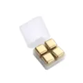 Edelstahl Eiswürfel Set in Gold mit transparenter Box für Whisky und kalte Getränke. - Gold 4er-Pack
