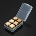 Edelstahl Whisky Eiswürfel Set mit Aufbewahrungsbox wiederverwendbare Kühlsteine - Gold (6er-Set)