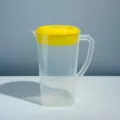 Large capacity PP plastic cold water kettle with yellow lid, durable household drink pitcher. - Bright yellow