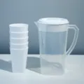 Plastic water pitcher set with cups, large capacity heat resistant PP plastic cold water jug for home. - White Set