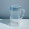 Large capacity plastic cold water pitcher with lid and clear measurement scale lines for home use. - Blue