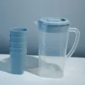 Large capacity plastic water pitcher set with cups, durable PP cold water jug home use. - Blue Set