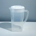 Large capacity plastic cold water pitcher jug with white lid and scale marks household - White
