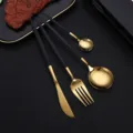 Schwarz goldenes Edelstahl Besteck Set Messer Gabel Löffel Küchengeschirr Variante. - Schwarz & Gold
