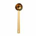 Stainless steel measuring spoon detail, gold finish, long handle design, baking tool. - 20ml / Gold