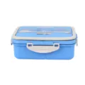 Blue Wheat Straw Bento Box Plastic Lunch Box with Cutlery Compartment for Kids and Work - Light Blue