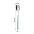 Stainless steel spoon variant with blue handle, 20.7cm long handle soup spoon and dining tool. - Yellow