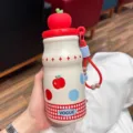 Appel 316 roestvrijstalen thermische waterfles draagbare rietje beker voor vrouwen studenten cadeau - [Met theezakje] Rood, 480 ml