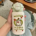 Borraccia termica 316 in acciaio inox con stampa gatto carino e doppio coperchio. - Cane mela verde