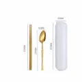 Tragbares Besteckset aus Edelstahl mit Stäbchen, Löffel und Aufbewahrungsbox für unterwegs. - Tailliertes Gold-Design - 2-teiliges Set