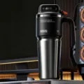 Large capacity 1000ml stainless steel vacuum insulated tumbler with straw and handle for travel. - Night Tech 1000ml (Stainless Steel Liner)
