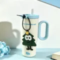 Large capacity insulated straw tumbler with handle and cute Christmas tree charm, stylish. - Dusk - Blue 750ml [+ Christmas Tree Charm]