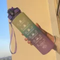 Bouteille d'eau dégradée avec repère horaire, gourde de sport portable fitness. - 776 Violet