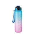 Borraccia sportiva sfumata con indicatore orario grande capacita bottiglia fitness all aperto - 1000 ml con coperchio blu