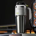 Large capacity 1000ml stainless steel tumbler with ceramic inner lining and straw lid. - Data Moss 1000ml [Ceramic Liner]