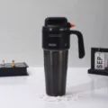 Edelstahl isolierter Becher mit großem Fassungsvermögen Reisebecher mit Griff und Strohhalm 304 - Schwarz - Edelstahl-Innenbehälter 1000 ml