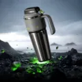 1000ml edelstahl cyberpunk isolierbecher vakuum reisebecher mit bequemen griff grau - Cyber-Auto-Thermobecher 1000 ml (Datenmoos - Edelstahleinsatz)