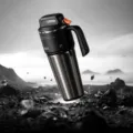 Cyberpunk style 1000ml stainless steel insulated tumbler with handle for car travel - Cyber Car Tumbler 1000ml (Night Tech - Ceramic Liner)