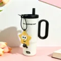 Large capacity insulated tumbler with straw and cute star pendant, white stainless steel. - Twilight White 750ml (+ Star Pendant)