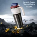 Cyberpunk 1000ml stainless steel vacuum ice tumbler insulated travel water cup white - Cyber Car Tumbler with Ceramic Liner - Glacier Code 1000ml